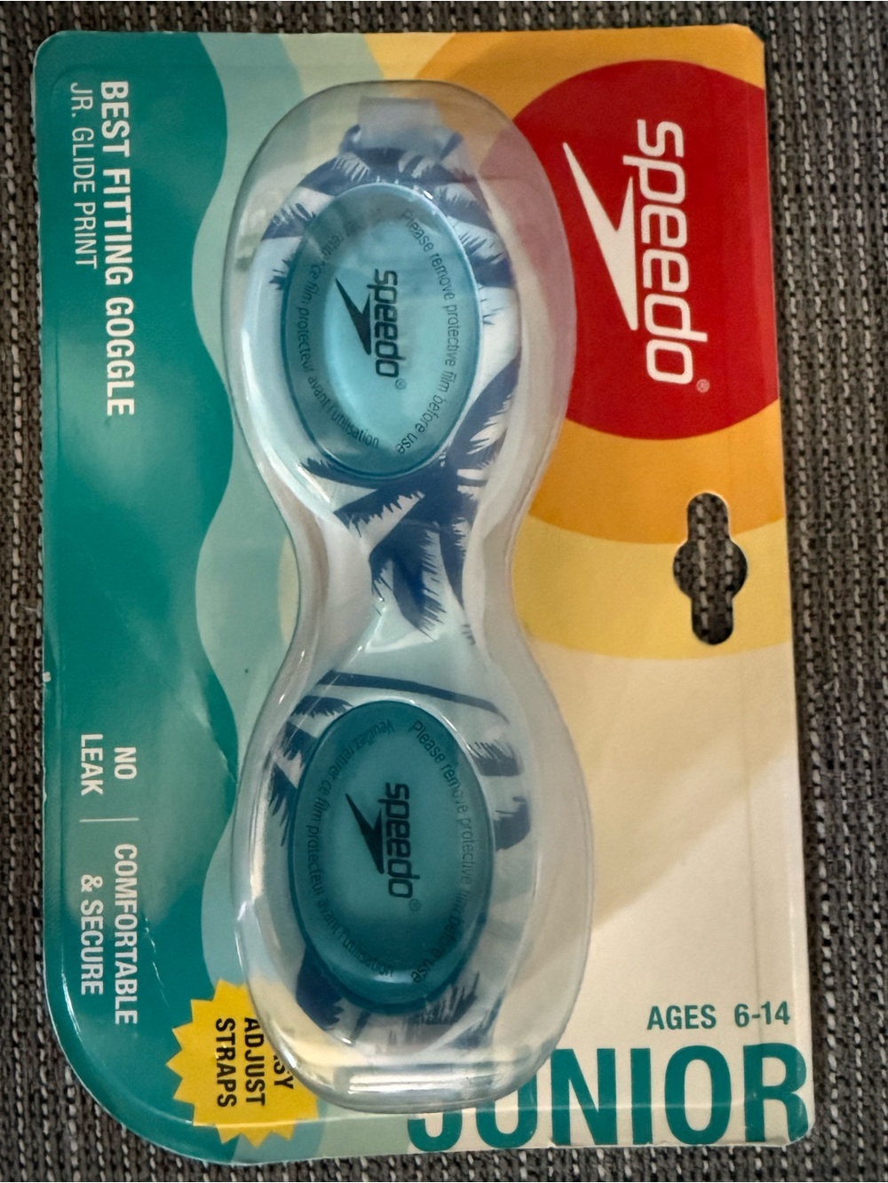 Speedo Junior Goggles in Teal, Orange & Yellow Ages 6-14